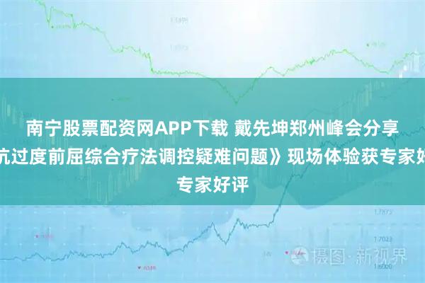 南宁股票配资网APP下载 戴先坤郑州峰会分享《抗过度前屈综合疗法调控疑难问题》现场体验获专家好评